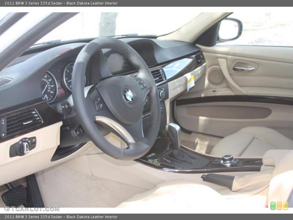 Black Dakota Leather Interior Steering Wheel for the 2011 BMW 3 Series 335d Sedan #52760480