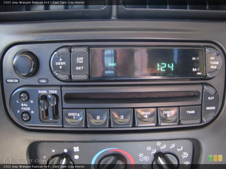 Dark Slate Gray Interior Controls for the 2003 Jeep Wrangler Rubicon 4x4 #52826654