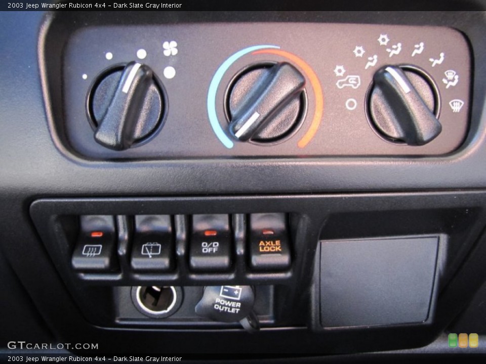 Dark Slate Gray Interior Controls for the 2003 Jeep Wrangler Rubicon 4x4 #52826669