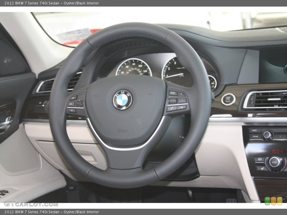 Oyster/Black Interior Steering Wheel for the 2012 BMW 7 Series 740i Sedan #52868082