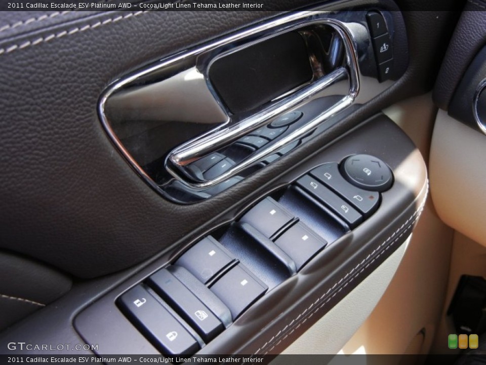 Cocoa/Light Linen Tehama Leather Interior Controls for the 2011 Cadillac Escalade ESV Platinum AWD #52880484
