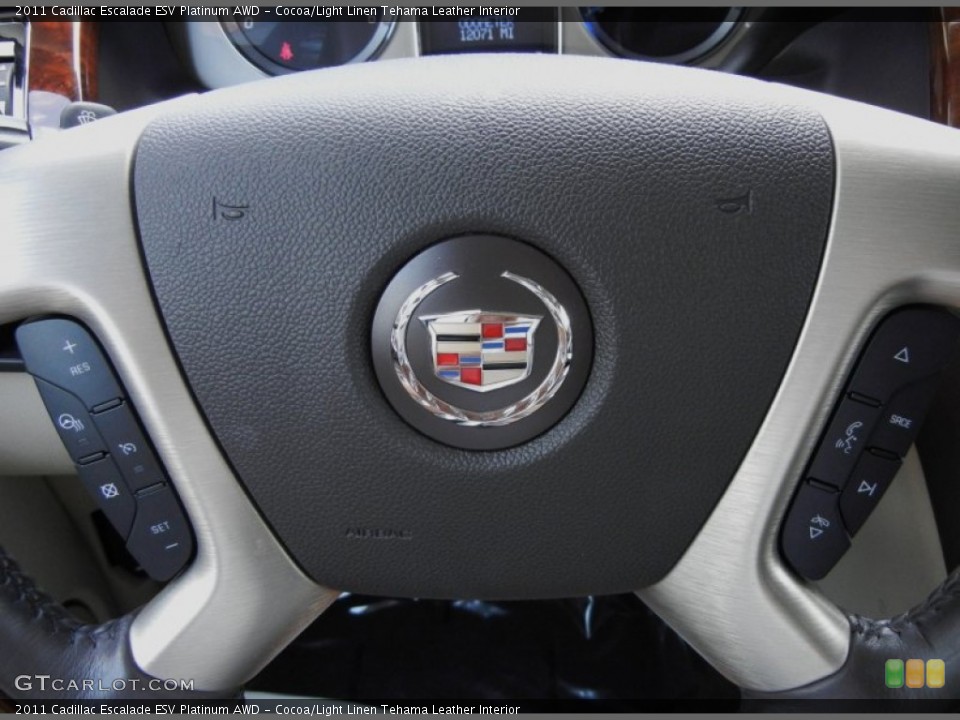 Cocoa/Light Linen Tehama Leather Interior Controls for the 2011 Cadillac Escalade ESV Platinum AWD #52880661