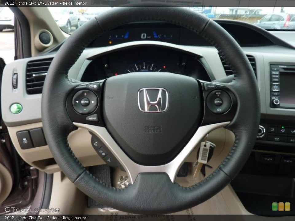 Beige Interior Steering Wheel for the 2012 Honda Civic EX-L Sedan #52899885