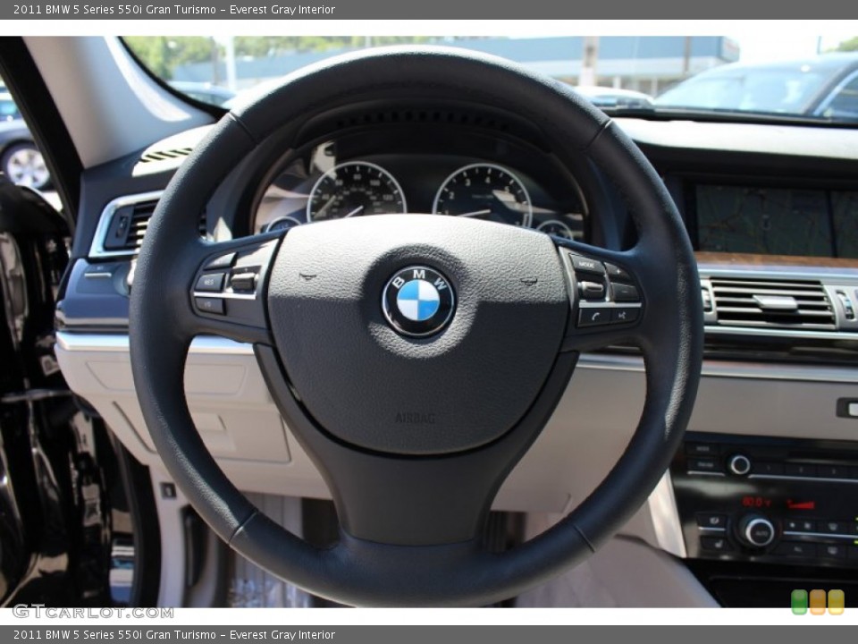 Everest Gray Interior Steering Wheel for the 2011 BMW 5 Series 550i Gran Turismo #52908618