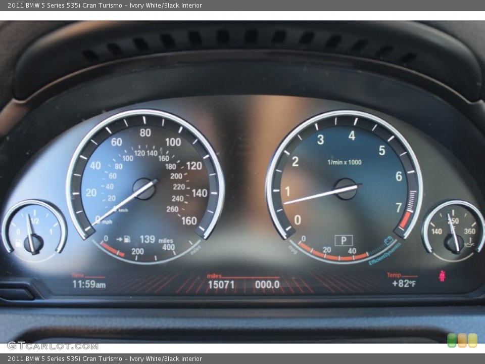 Ivory White/Black Interior Gauges for the 2011 BMW 5 Series 535i Gran Turismo #52909092