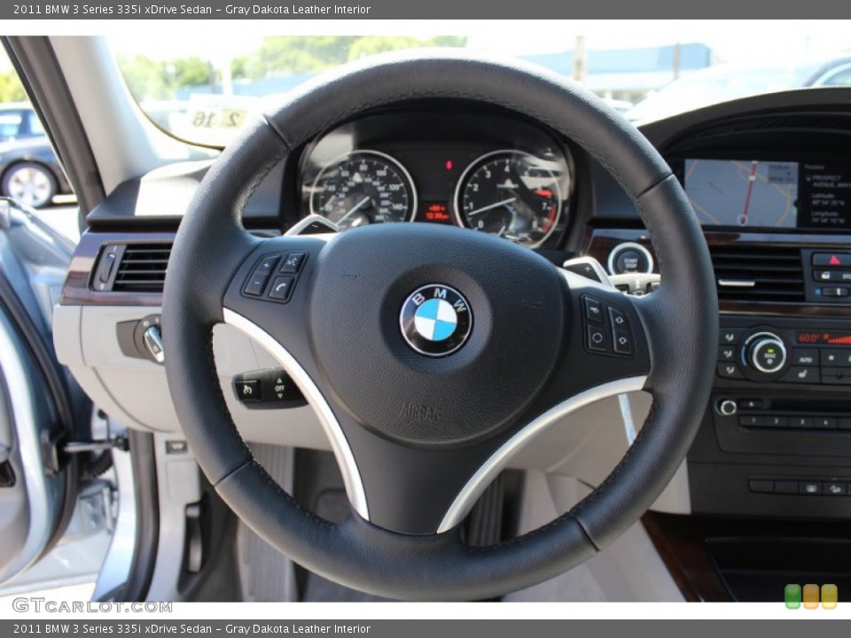 Gray Dakota Leather Interior Steering Wheel for the 2011 BMW 3 Series 335i xDrive Sedan #52909527