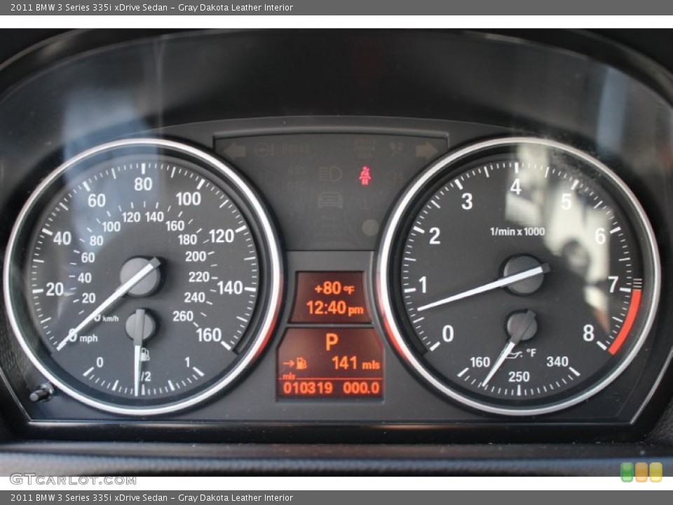 Gray Dakota Leather Interior Gauges for the 2011 BMW 3 Series 335i xDrive Sedan #52909566