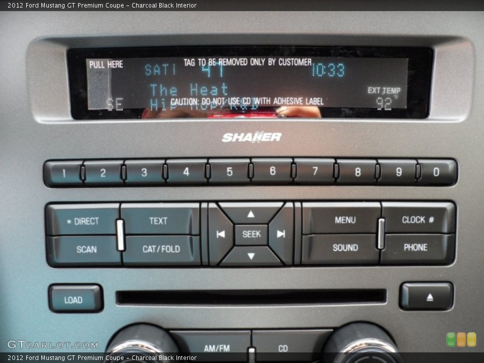 Charcoal Black Interior Controls for the 2012 Ford Mustang GT Premium Coupe #52915878