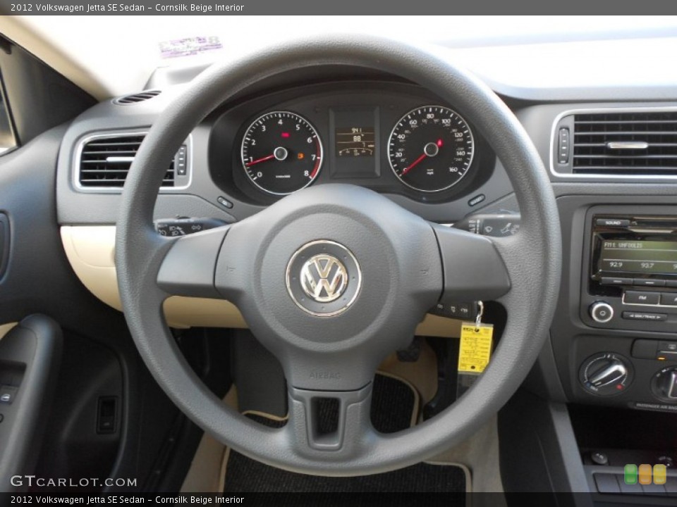 Cornsilk Beige Interior Steering Wheel for the 2012 Volkswagen Jetta SE Sedan #52949901