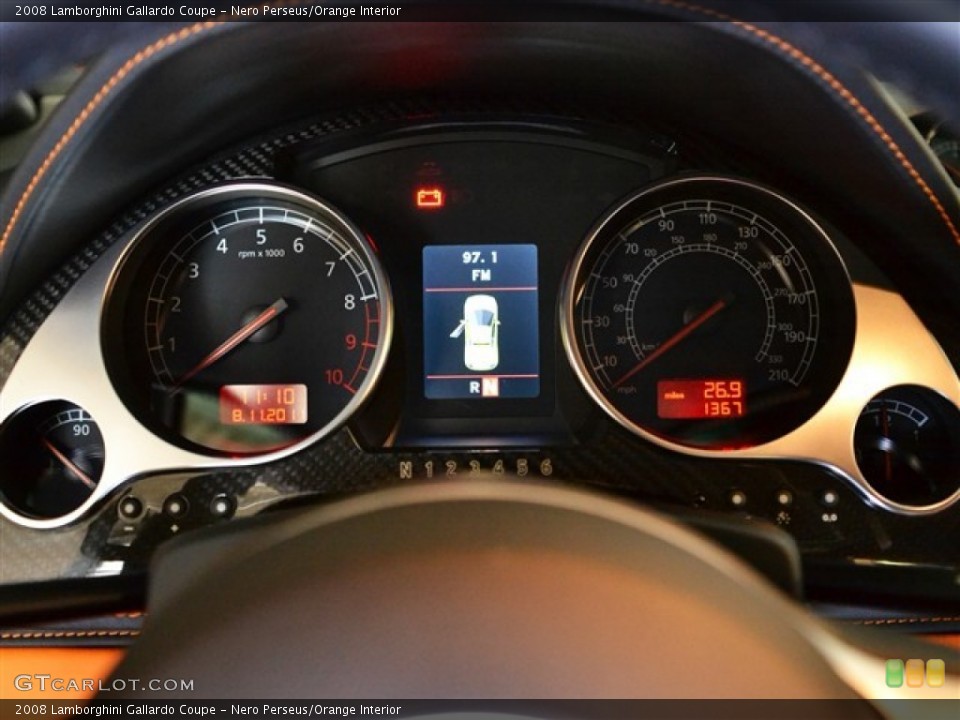 Nero Perseus/Orange Interior Gauges for the 2008 Lamborghini Gallardo Coupe #52973458