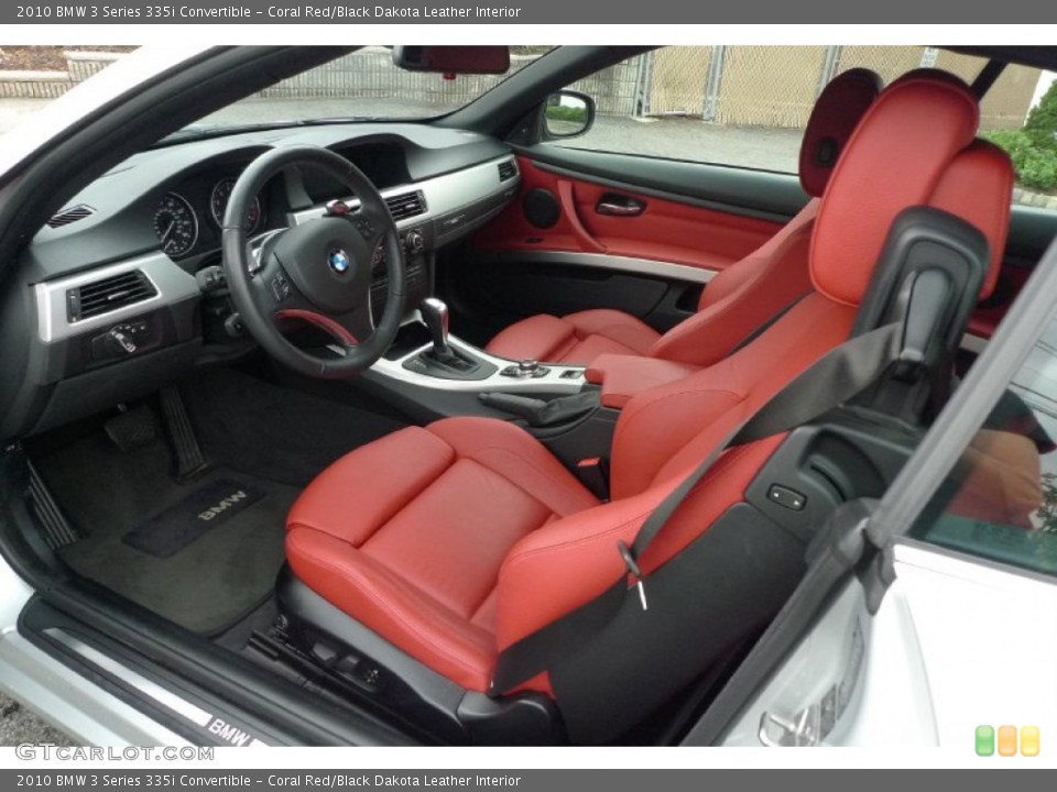 Coral Red/Black Dakota Leather Interior Photo for the 2010 BMW 3 Series 335i Convertible #52984534