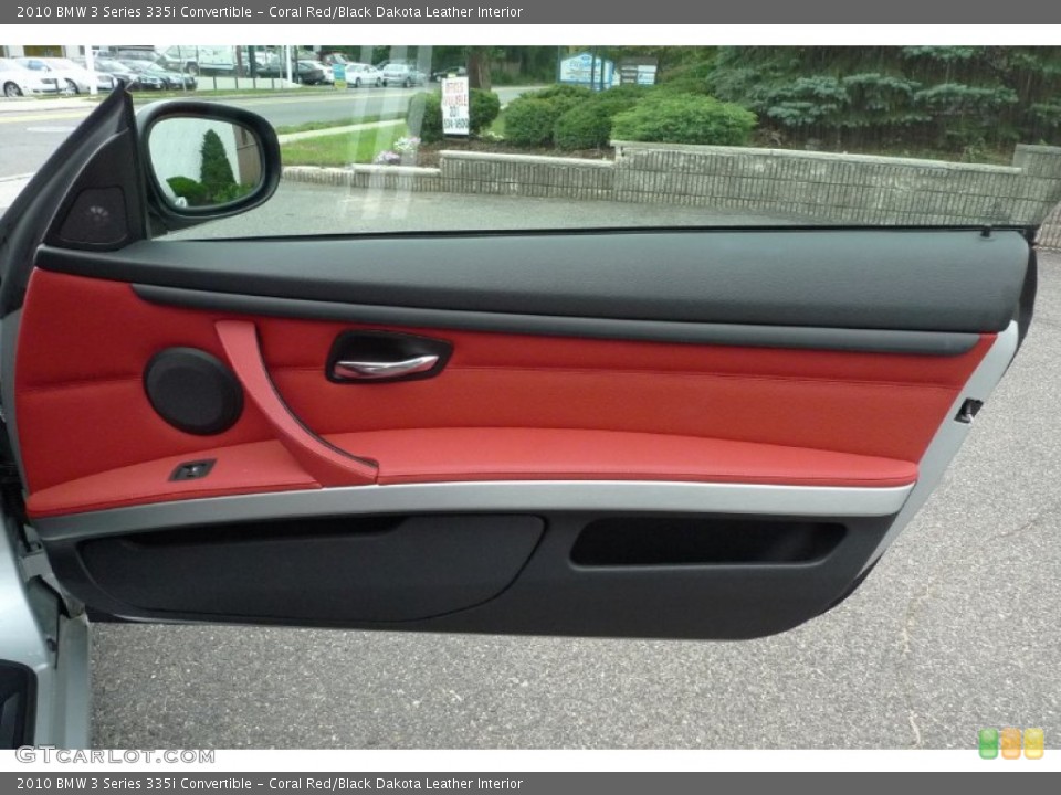Coral Red/Black Dakota Leather Interior Door Panel for the 2010 BMW 3 Series 335i Convertible #52984711