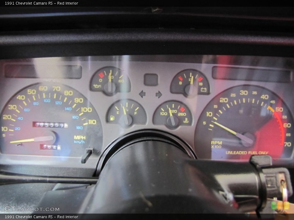 Red Interior Gauges for the 1991 Chevrolet Camaro RS #53003407
