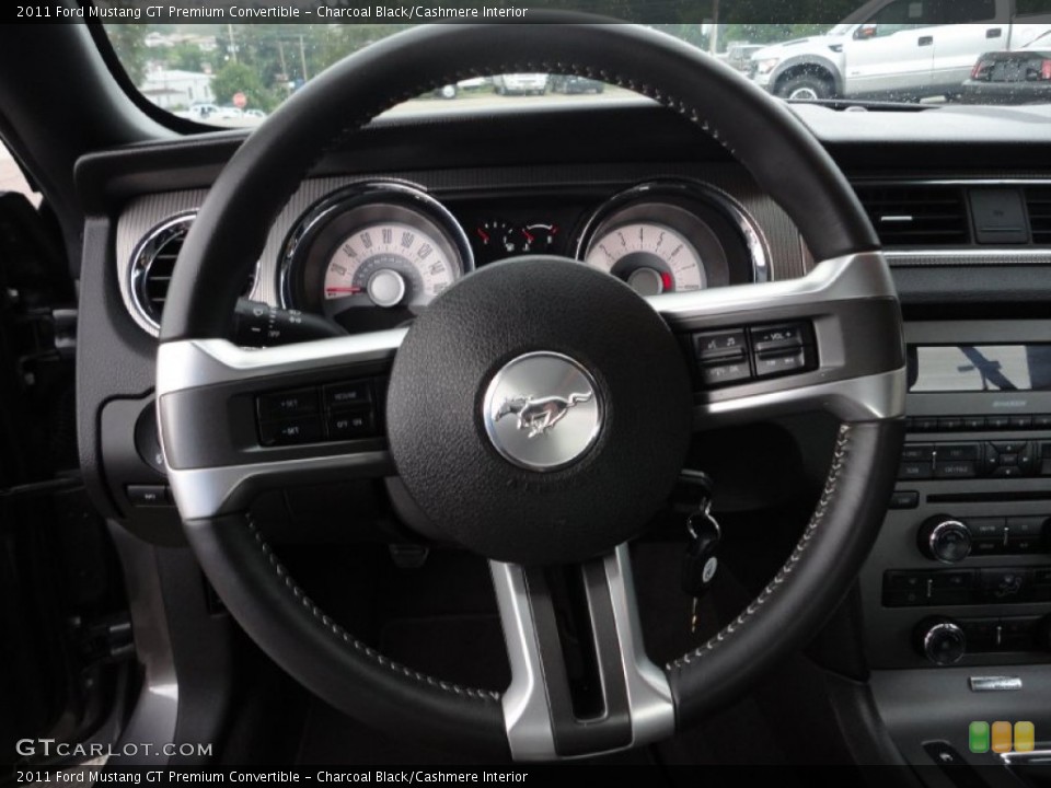 Charcoal Black/Cashmere Interior Steering Wheel for the 2011 Ford Mustang GT Premium Convertible #53012141