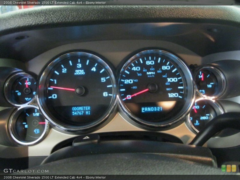 Ebony Interior Gauges for the 2008 Chevrolet Silverado 1500 LT Extended Cab 4x4 #53022071