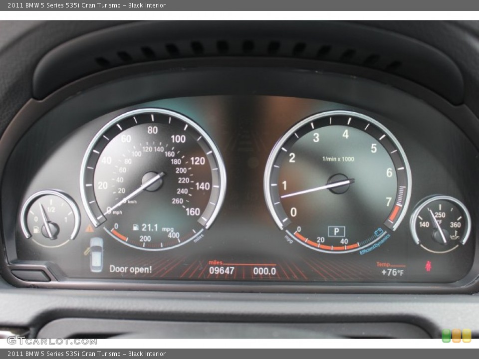 Black Interior Gauges for the 2011 BMW 5 Series 535i Gran Turismo #53023340