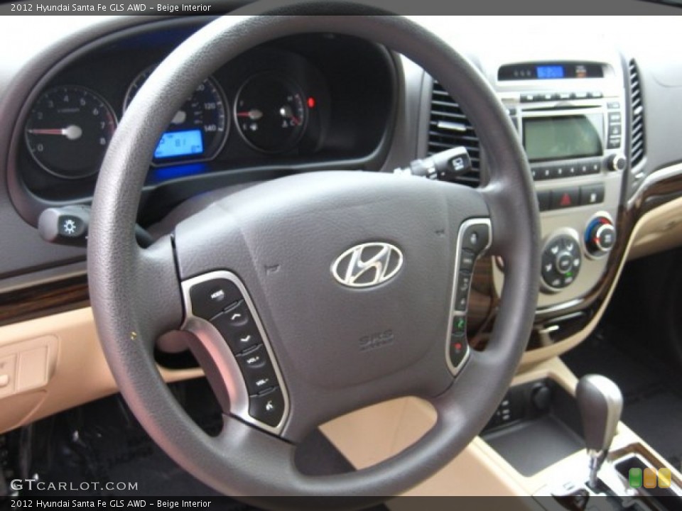 Beige Interior Steering Wheel for the 2012 Hyundai Santa Fe GLS AWD #53097476