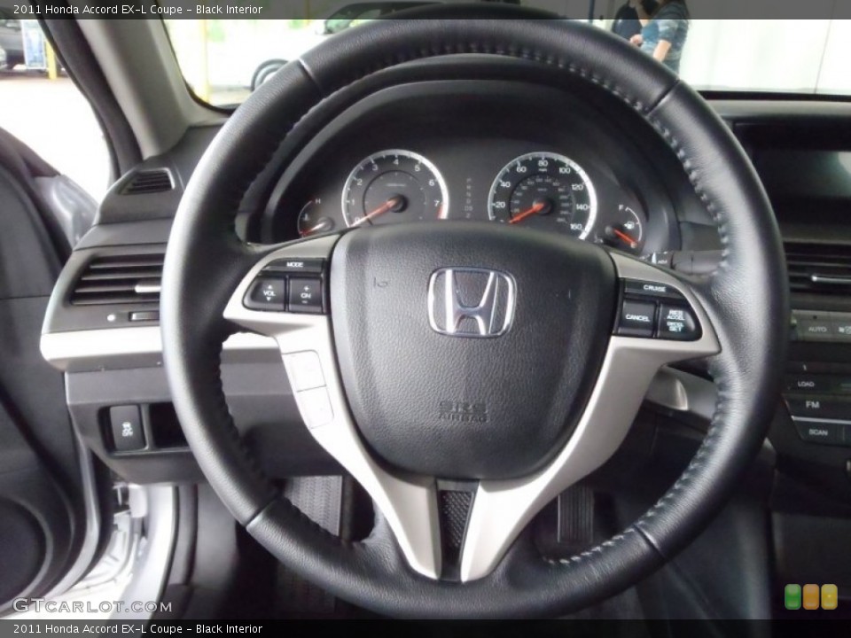 Black Interior Steering Wheel for the 2011 Honda Accord EX-L Coupe #53125224
