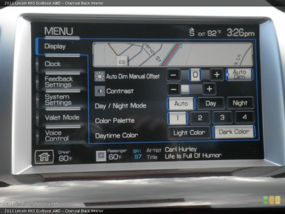 Charcoal Black Interior Controls for the 2011 Lincoln MKS EcoBoost AWD #53130286