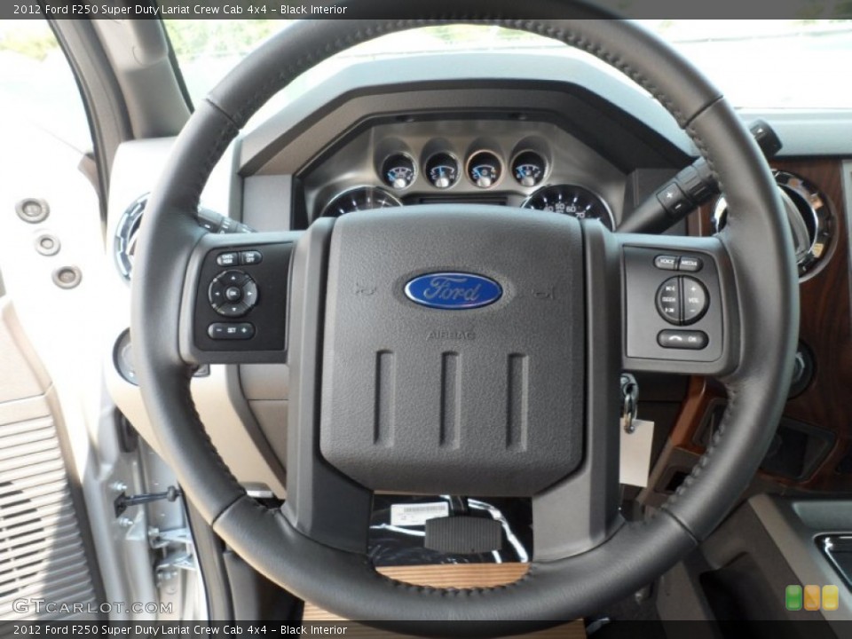Black Interior Steering Wheel for the 2012 Ford F250 Super Duty Lariat Crew Cab 4x4 #53249155