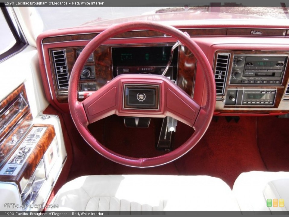 Red/White Interior Steering Wheel for the 1990 Cadillac Brougham d'Elegance #53253478