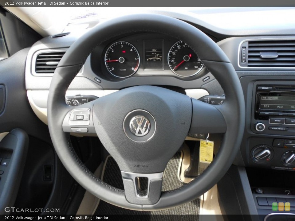 Cornsilk Beige Interior Steering Wheel for the 2012 Volkswagen Jetta TDI Sedan #53262022