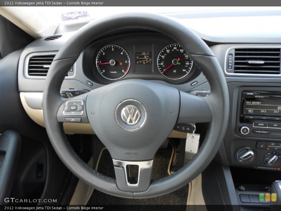 Cornsilk Beige Interior Steering Wheel for the 2012 Volkswagen Jetta TDI Sedan #53263024