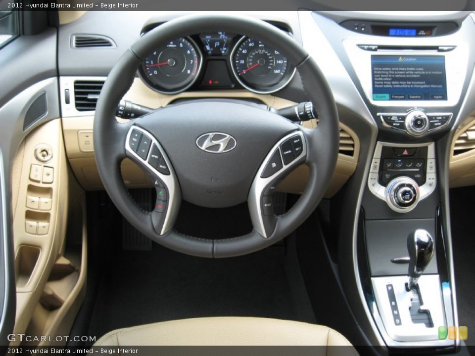 Beige Interior Dashboard for the 2012 Hyundai Elantra Limited #53266165