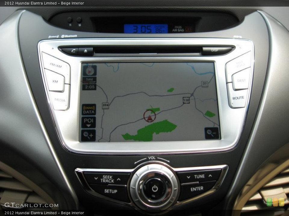Beige Interior Navigation for the 2012 Hyundai Elantra Limited #53266192