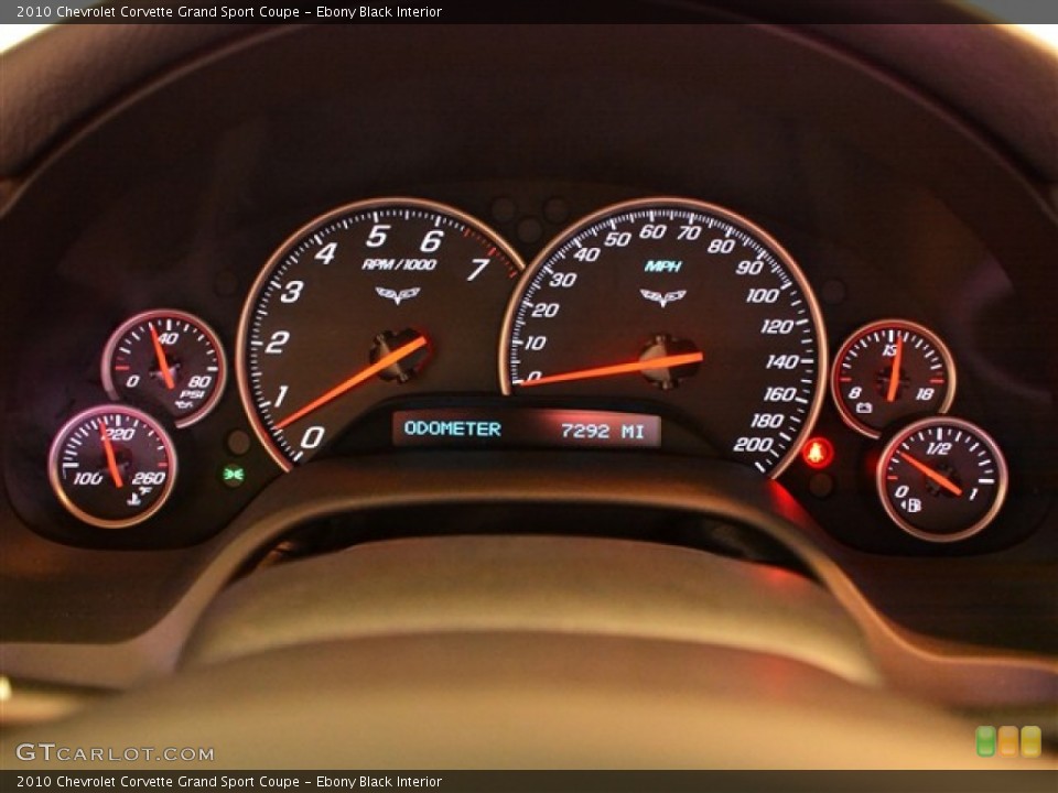 Ebony Black Interior Gauges for the 2010 Chevrolet Corvette Grand Sport Coupe #53280501