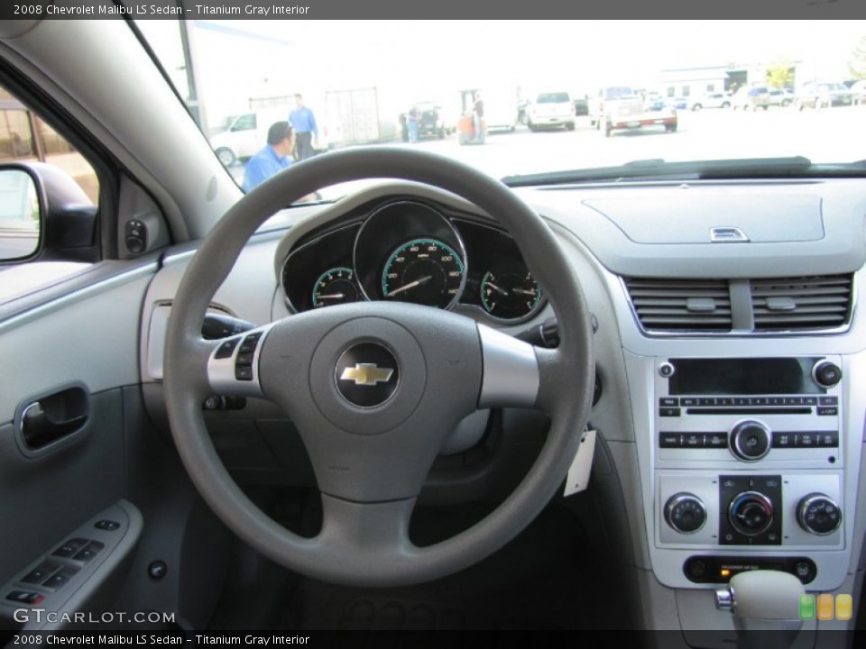 Titanium Gray Interior Steering Wheel for the 2008 Chevrolet Malibu LS Sedan #53304075