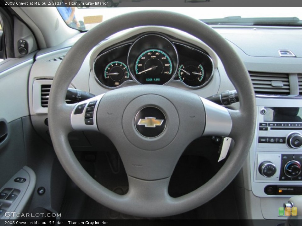 Titanium Gray Interior Steering Wheel for the 2008 Chevrolet Malibu LS Sedan #53304105