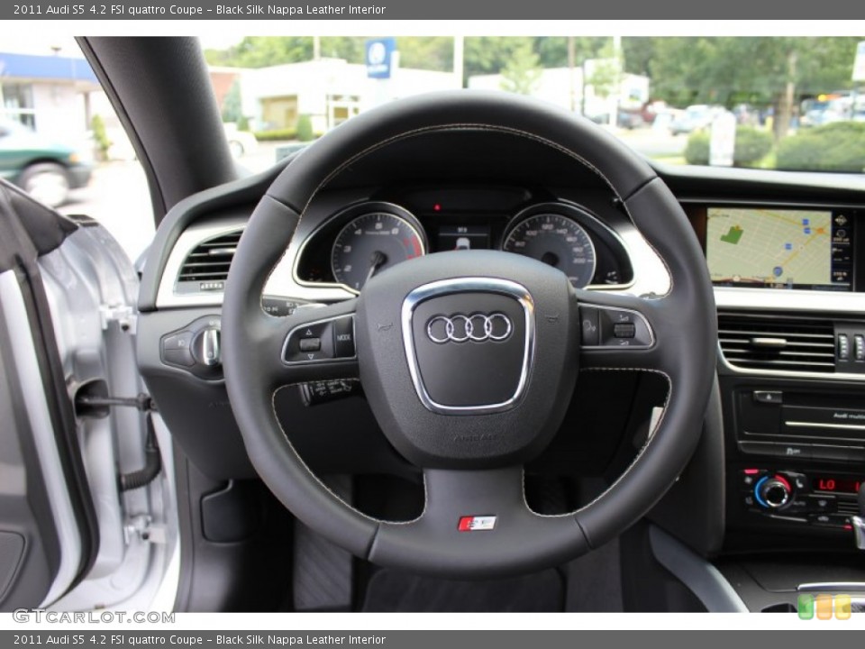 Black Silk Nappa Leather Interior Steering Wheel for the 2011 Audi S5 4.2 FSI quattro Coupe #53307657