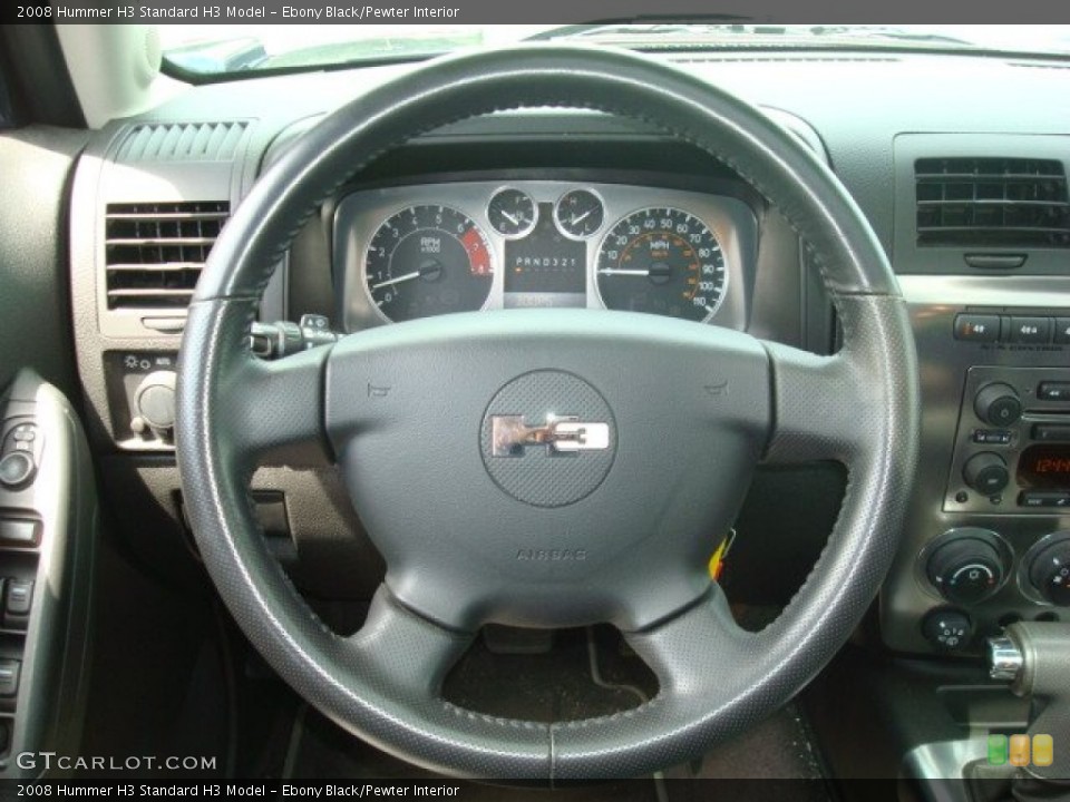Ebony Black/Pewter Interior Steering Wheel for the 2008 Hummer H3  #53339587