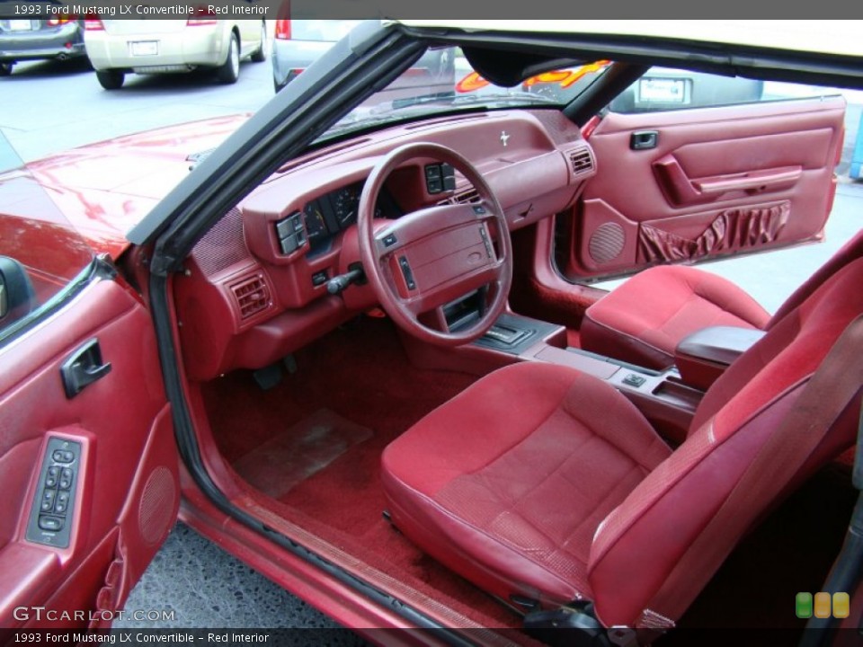 Red Interior Prime Interior for the 1993 Ford Mustang LX Convertible #53346706