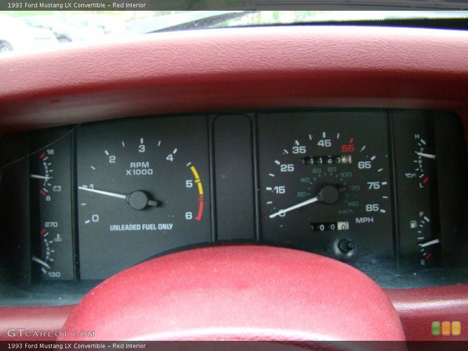 Red Interior Gauges for the 1993 Ford Mustang LX Convertible #53346826