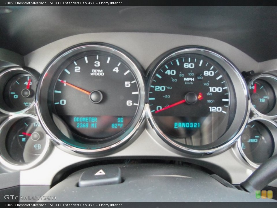 Ebony Interior Gauges for the 2009 Chevrolet Silverado 1500 LT Extended Cab 4x4 #53357674