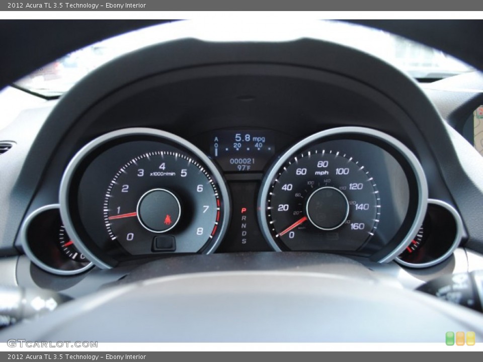 Ebony Interior Gauges for the 2012 Acura TL 3.5 Technology #53357872
