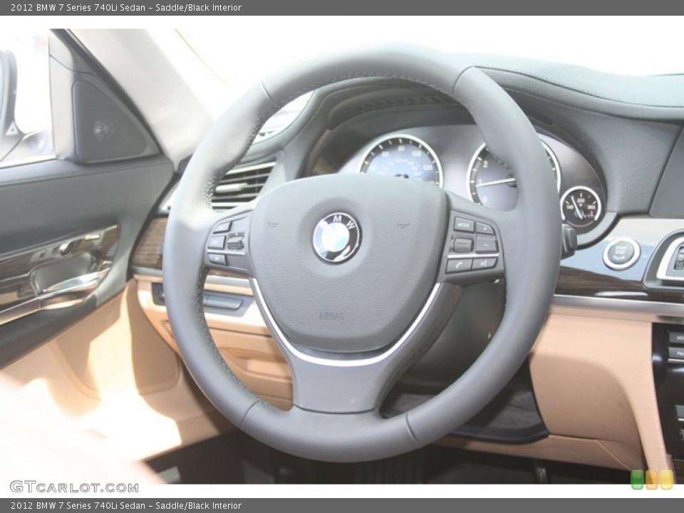 Saddle/Black Interior Steering Wheel for the 2012 BMW 7 Series 740Li Sedan #53372321