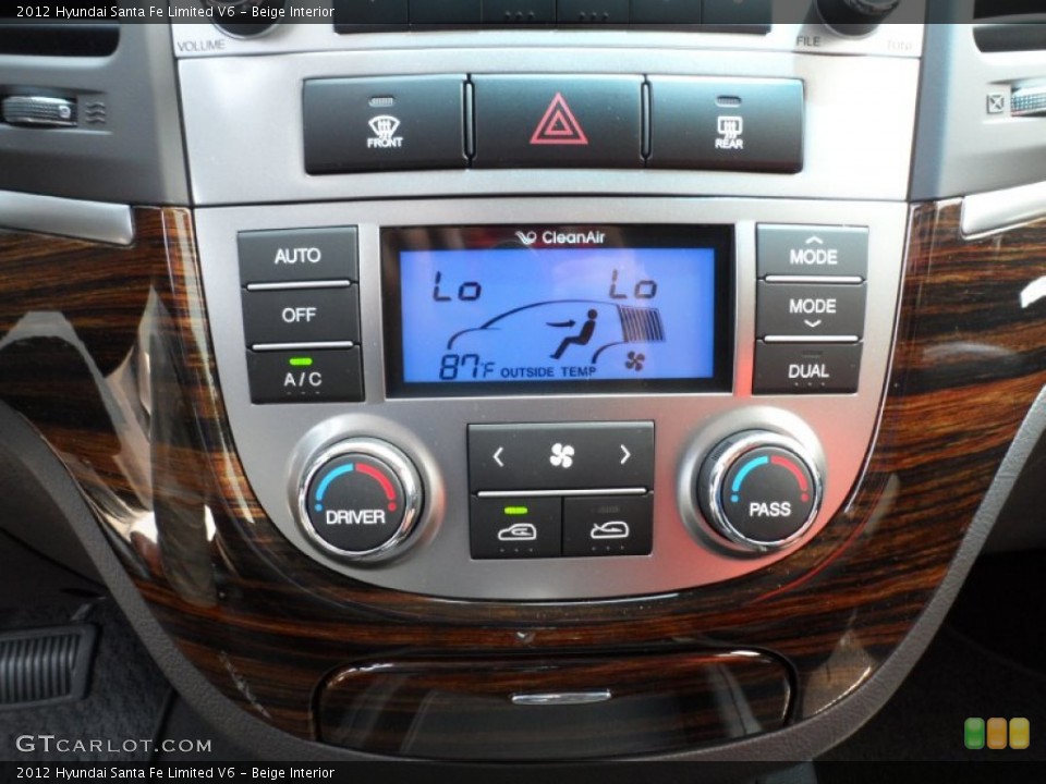 Beige Interior Controls for the 2012 Hyundai Santa Fe Limited V6 #53382113