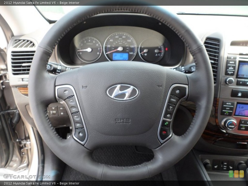 Beige Interior Steering Wheel for the 2012 Hyundai Santa Fe Limited V6 #53382158