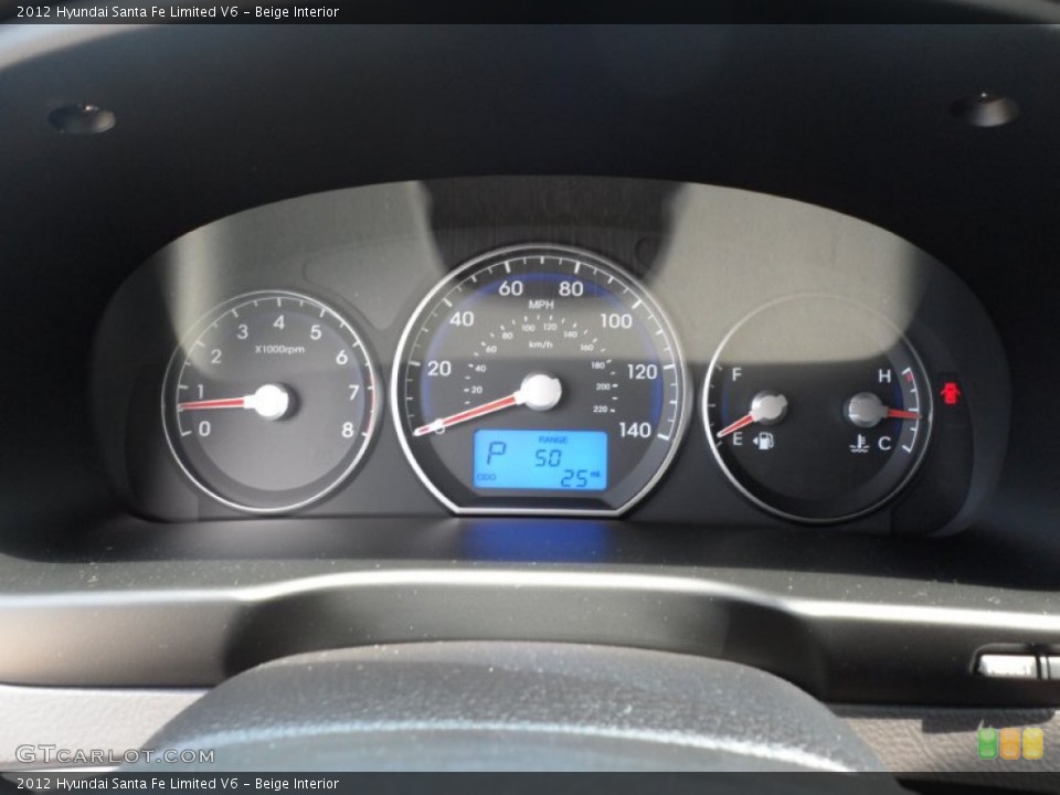 Beige Interior Gauges for the 2012 Hyundai Santa Fe Limited V6 #53382173