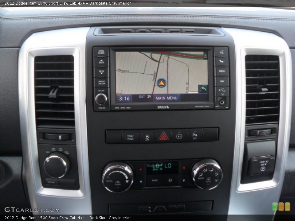 Dark Slate Gray Interior Controls for the 2012 Dodge Ram 1500 Sport Crew Cab 4x4 #53389439