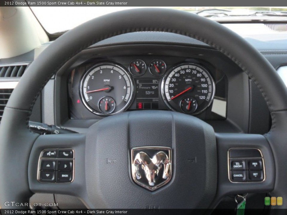 Dark Slate Gray Interior Steering Wheel for the 2012 Dodge Ram 1500 Sport Crew Cab 4x4 #53389469