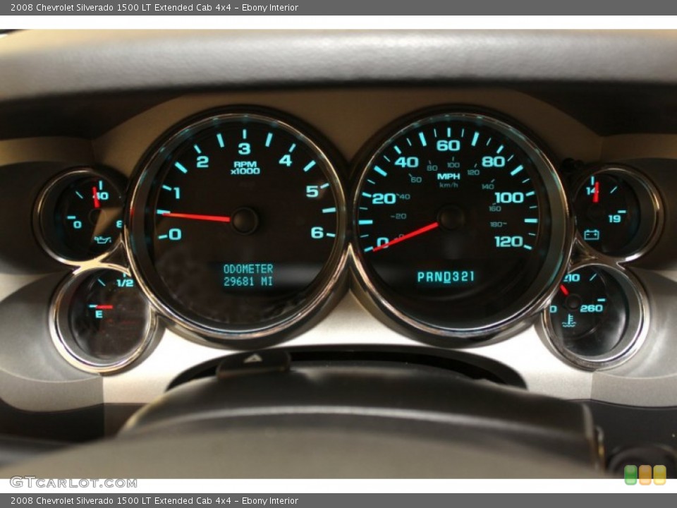 Ebony Interior Gauges for the 2008 Chevrolet Silverado 1500 LT Extended Cab 4x4 #53407568