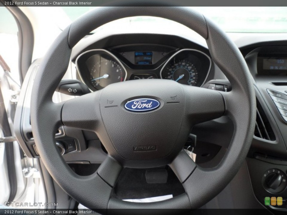 Charcoal Black Interior Steering Wheel for the 2012 Ford Focus S Sedan #53459156