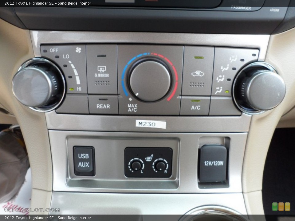 Sand Beige Interior Controls for the 2012 Toyota Highlander SE #53459684