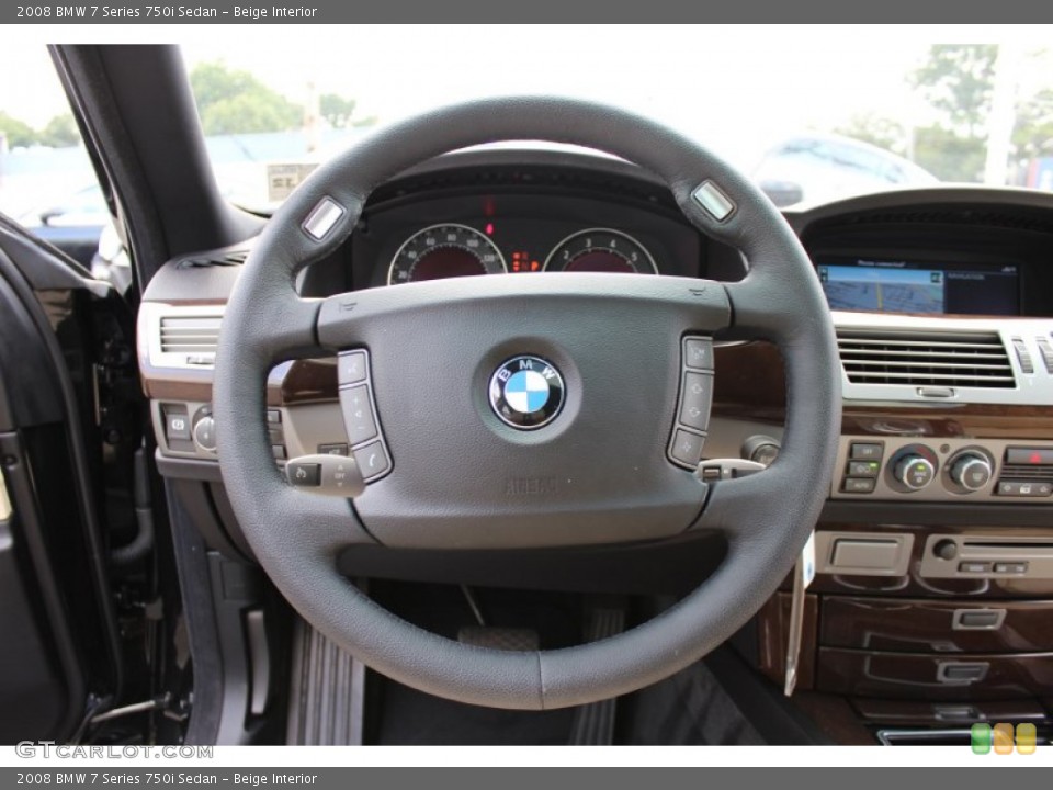 Beige Interior Steering Wheel for the 2008 BMW 7 Series 750i Sedan #53466958