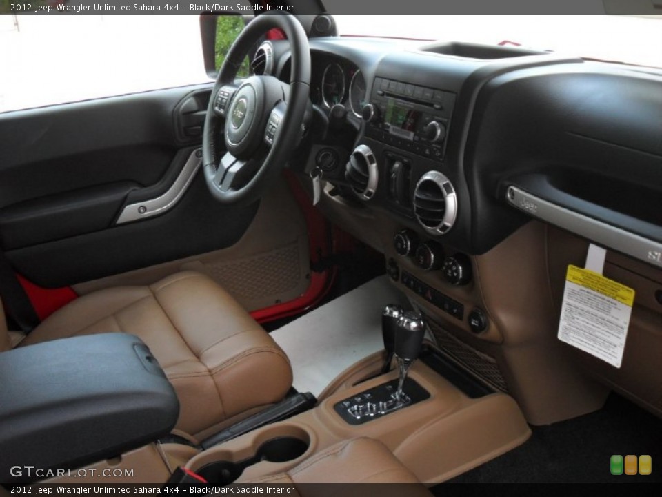 Black/Dark Saddle Interior Photo for the 2012 Jeep Wrangler Unlimited Sahara 4x4 #53467960