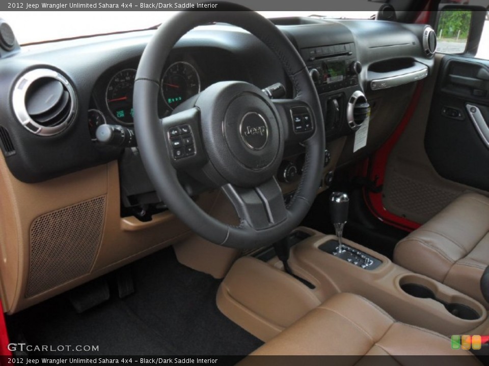 Black/Dark Saddle Interior Photo for the 2012 Jeep Wrangler Unlimited Sahara 4x4 #53468035